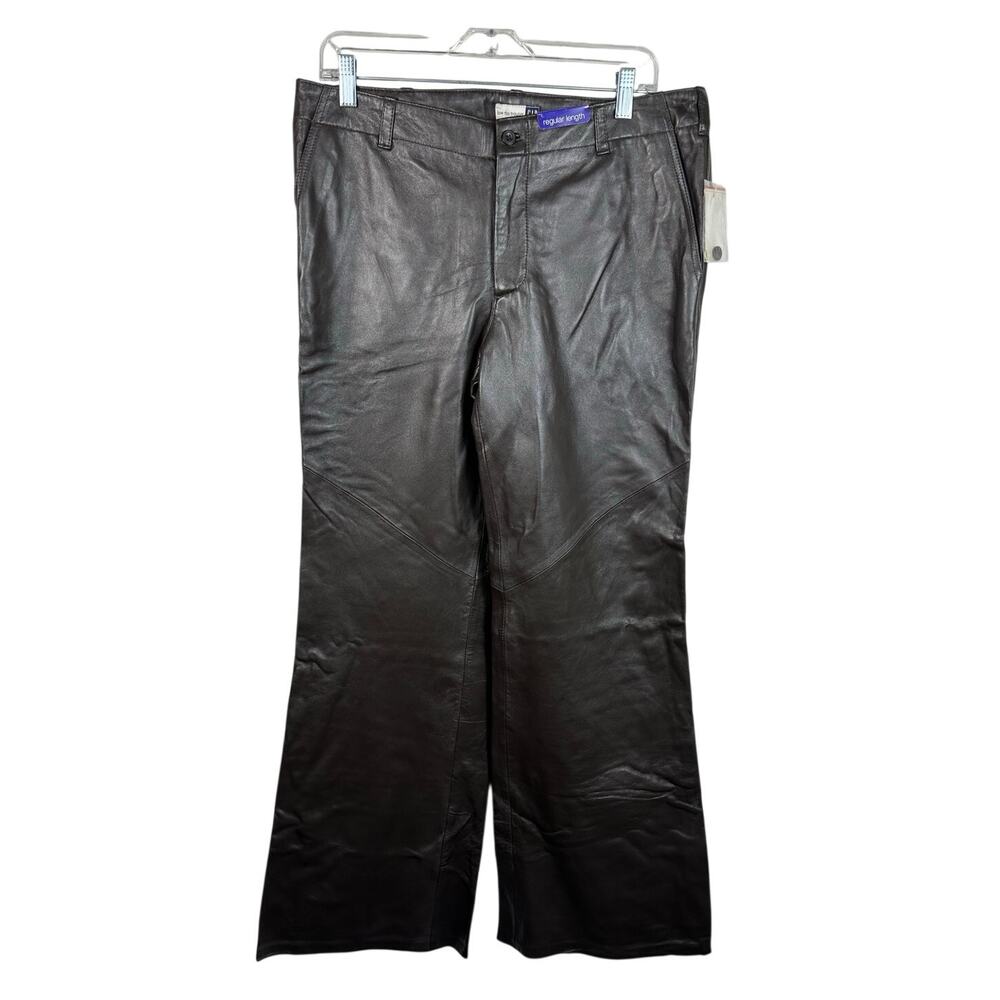 NWT Gap Vintage Leather Trouser Low Rise Deep Brown Wide Leg Low Rise Y2K Sze 14